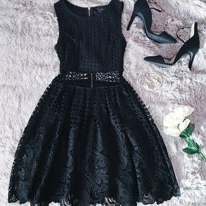 Black Crochet Floral Dress